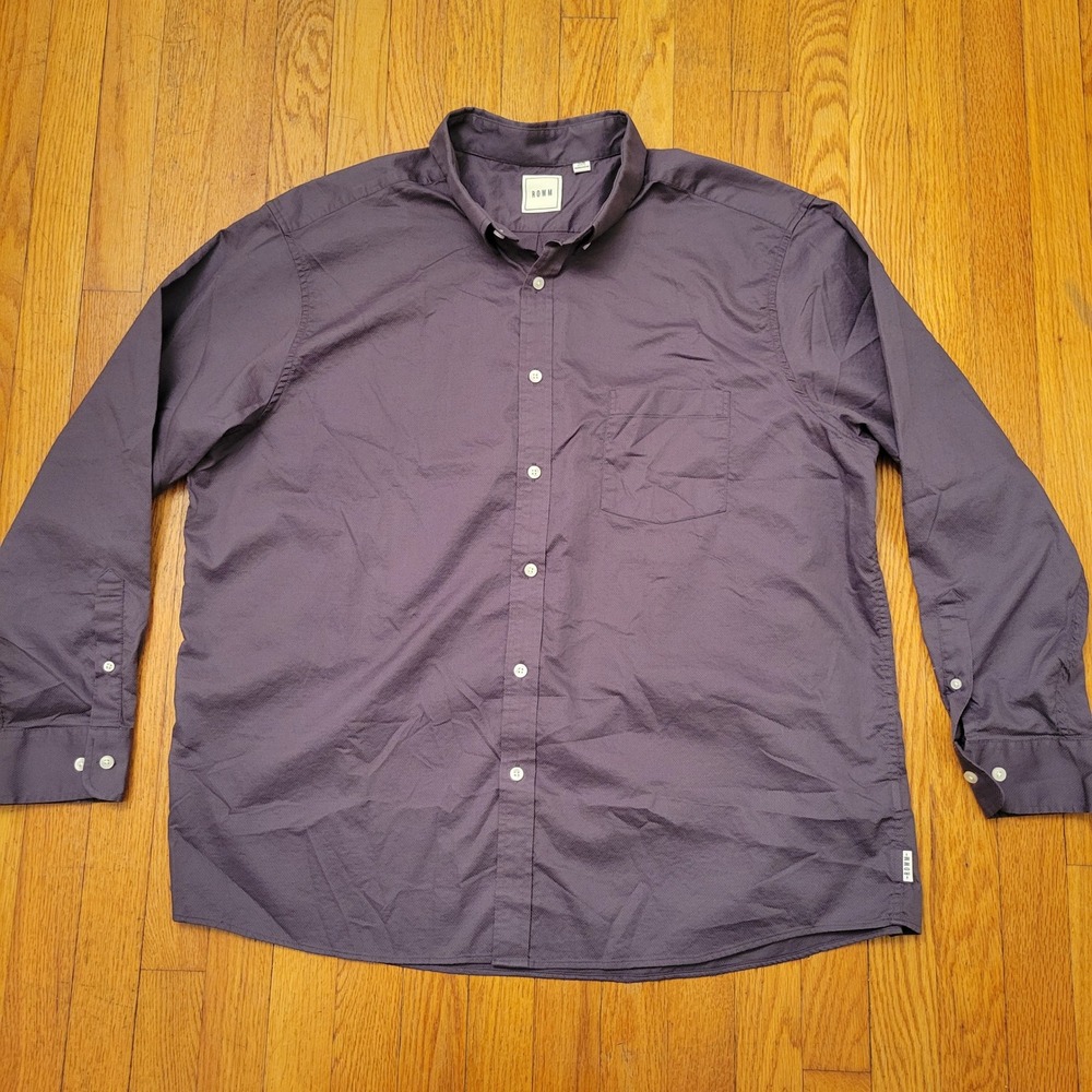 Rowm Solid Gray Button Down Shirt Long Sleeve 2xb… - image 4